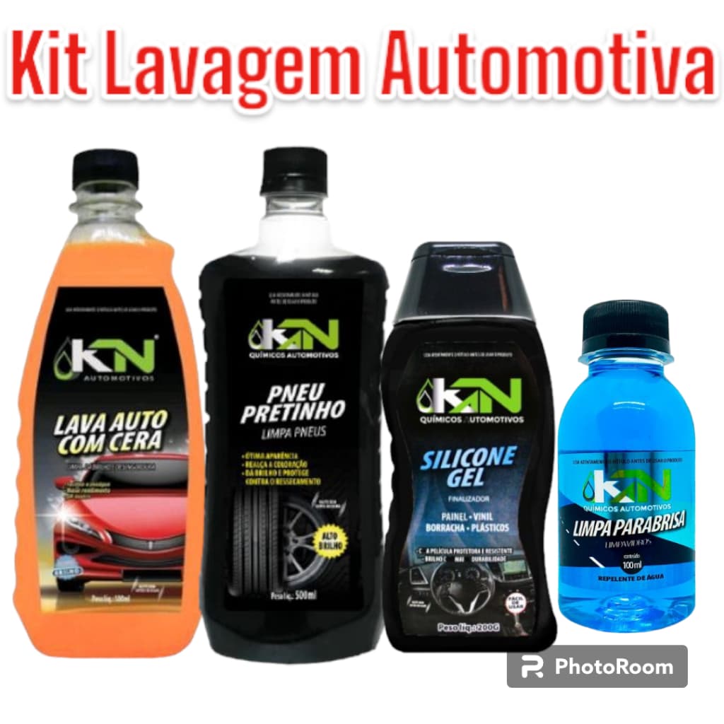 KIT LIMPEZA CARRO SHAMPOO PRETINHO SILICONE PARABRISA