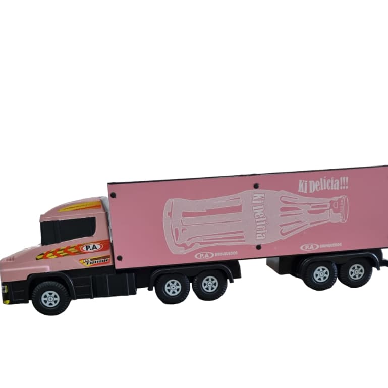 Carreta Caminhão Scania Baú 5 Eixos Brinquedo Madeira Grande 26x90cm - Estampas e Cores Variadas