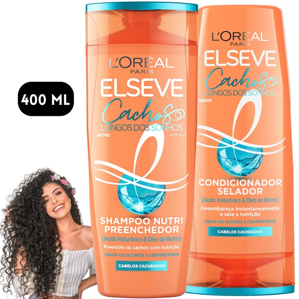 Kit Elseve Shampoo Condicionador Cachos Longos dos Sonhos Loreal Paris 400 ML Milagroso Pentear