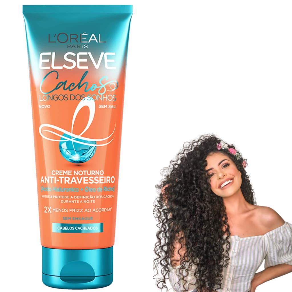 Elseve Creme Noturno Cachos Longos dos Sonhos 200 G Loreal Paris Anti Travesseiro Milagroso Pentear