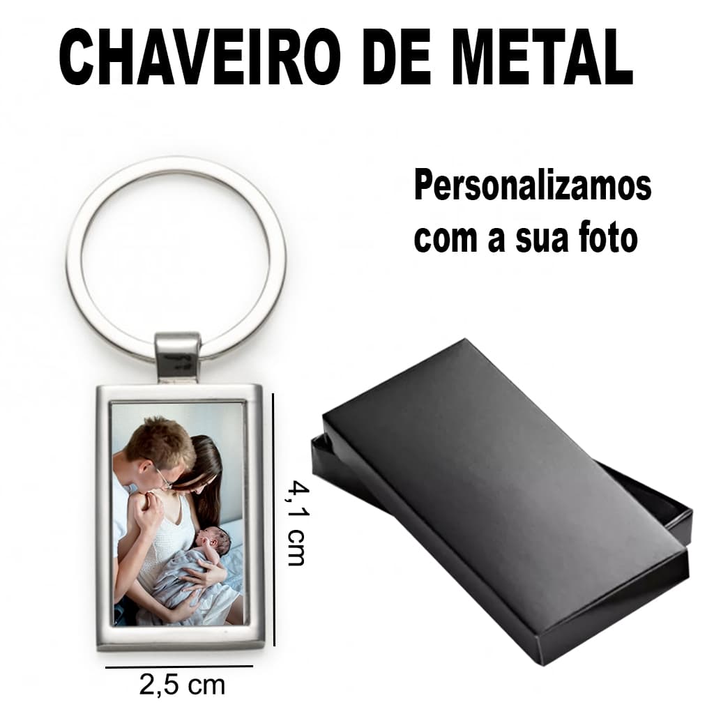Chaveiro de Aço Com Foto Colorida Premium/presente/Dia dos Pais/crianças/pet/casal namorado