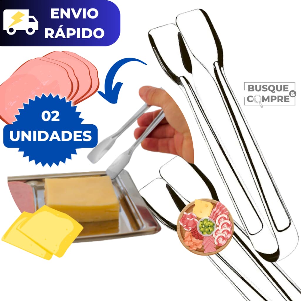 Kit 2 Pegador de Frios de Aço Inox para Presunto Mussarela Petiscos Salame Salada Carne de Massas