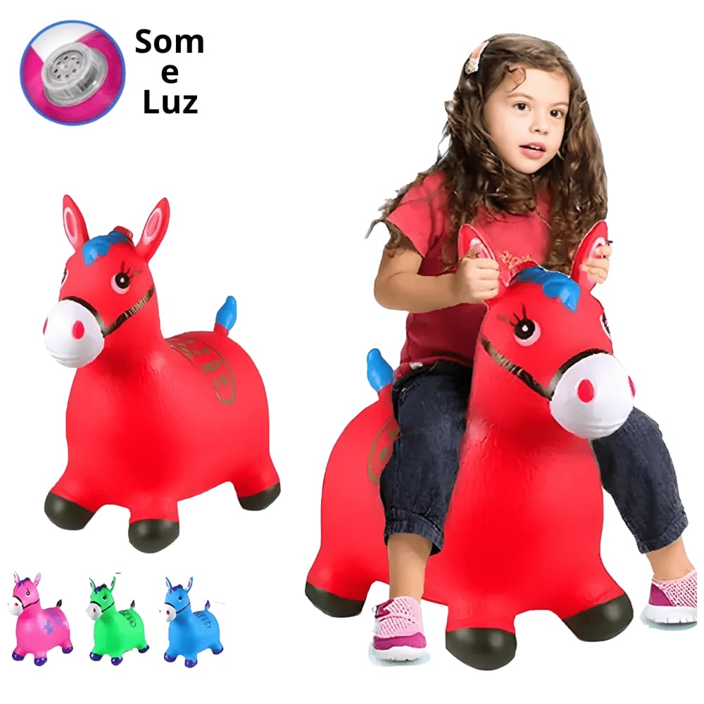 Upa Upa Cavalinho Burrinho Pula Pula Brinquedo Infantil Cavalo Vaquinha Pocoto Inflável Borracha Musical Led Menino Menina