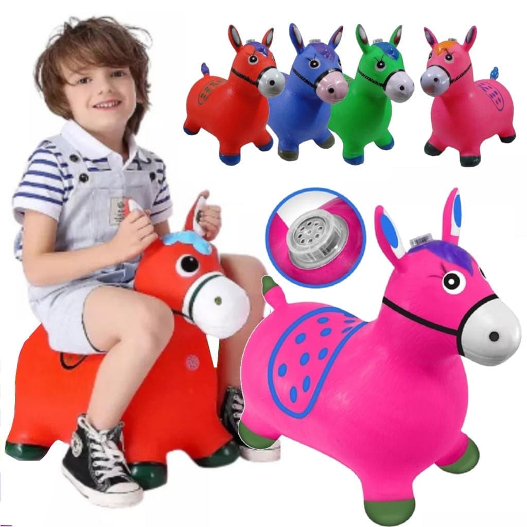 Cavalinho Upa Upa  Burrinho Pula Pula Brinquedo Infantil Cavalo Vaquinha Pocoto Inflável Borracha Musical Led Menino Menina