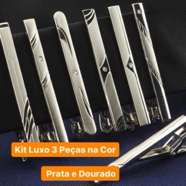Kit Com 3 Unidades de Prendedor P/ Gravata 4 cm Material Inoxidável.