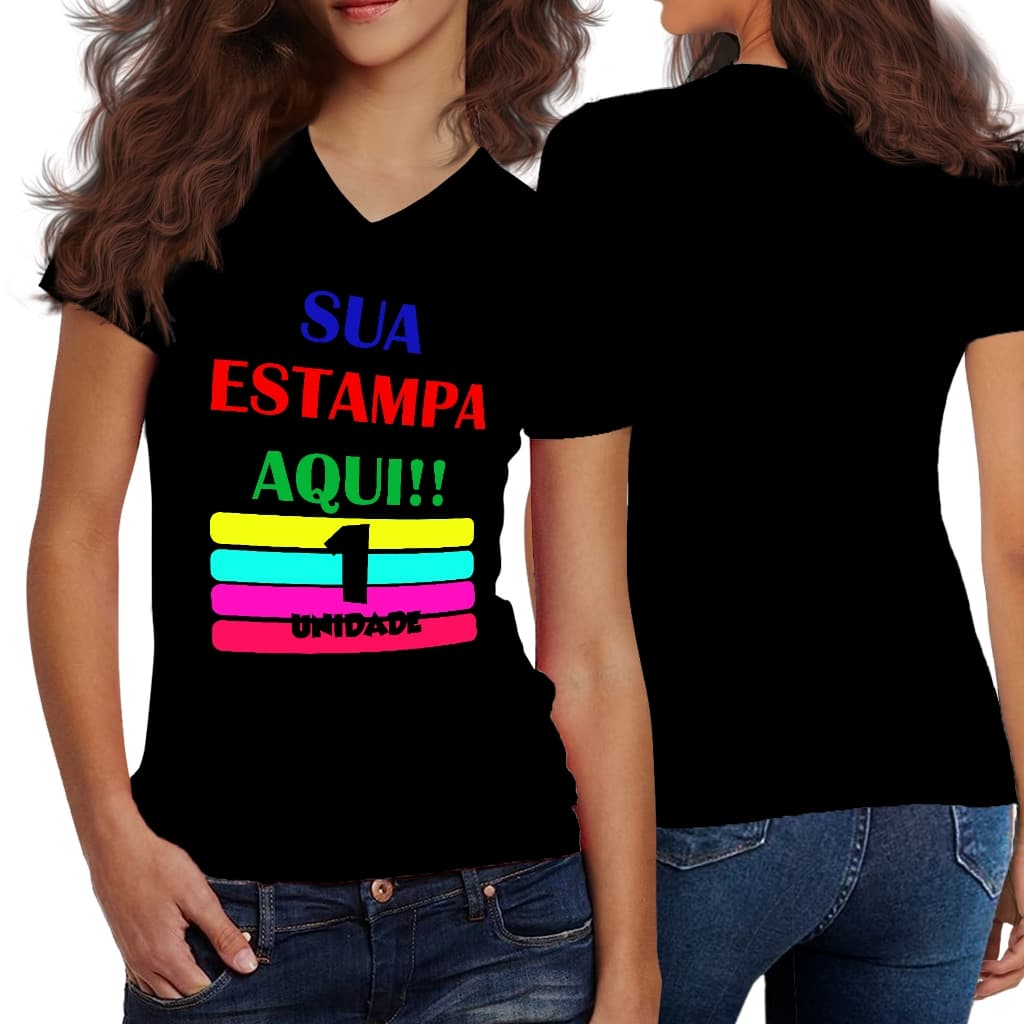 Camiseta Feminina Personalizada Sua Estampa Logo 100% Algodão