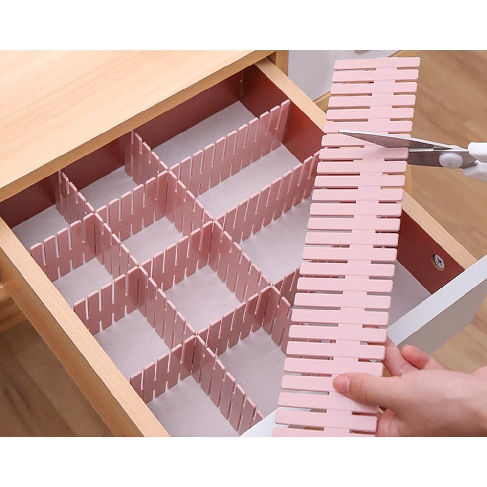 Kit com 4 Tiras Organizadora Divisória Gavetas Separador Colmeia Para Gavetas Ajustavel Estilo Cerca