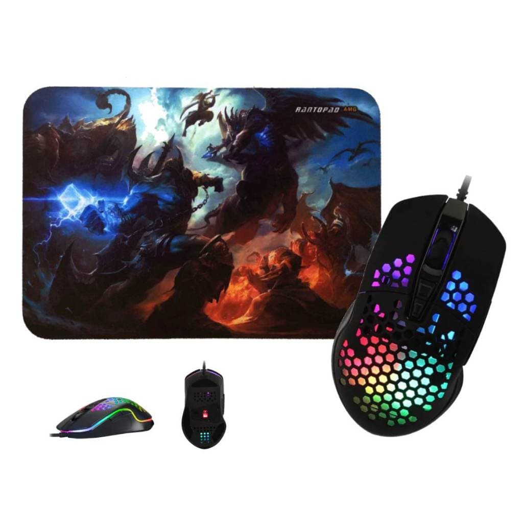 Mouse Gamer 12.800 DPI Optical Gaming Anúbis Rgb Lighting + MOUSE PAD SORTIDO