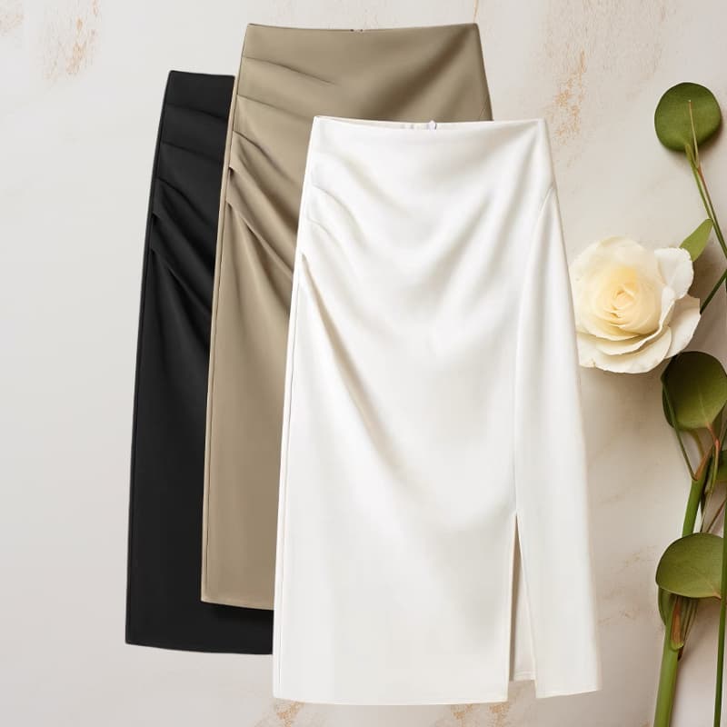 KIT2 feminina saia midi tecido alfaiaria elegante
