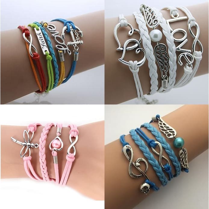 Pulseira Feminina Multipla Da Moda Colorida Tendência