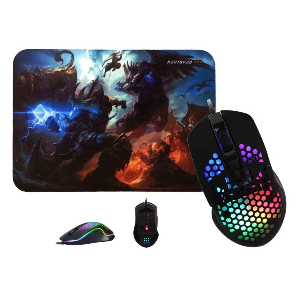 MOUSE Gamer 12.800 DPI Optical Gaming Anúbis Rgb Led + Mouse Pad SORTIDO
