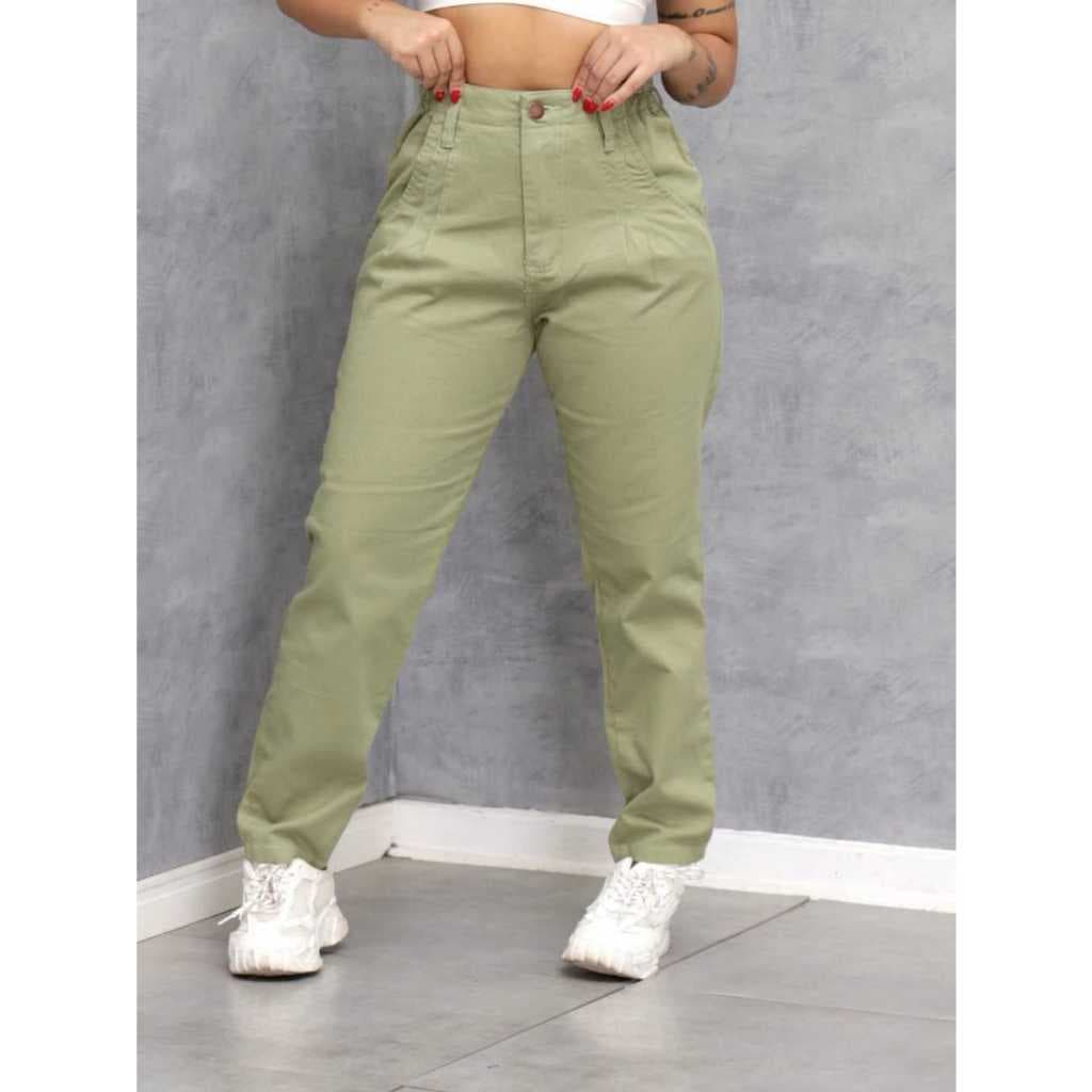 Calça Mom Jeans Verde, Bege, Azul Jeans e Preta LANÇAMENTO 2024