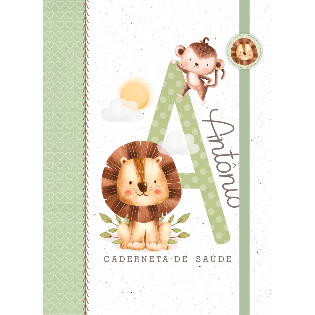 Caderneta de Vacina e Livro do Bebê Personalizados - Safari