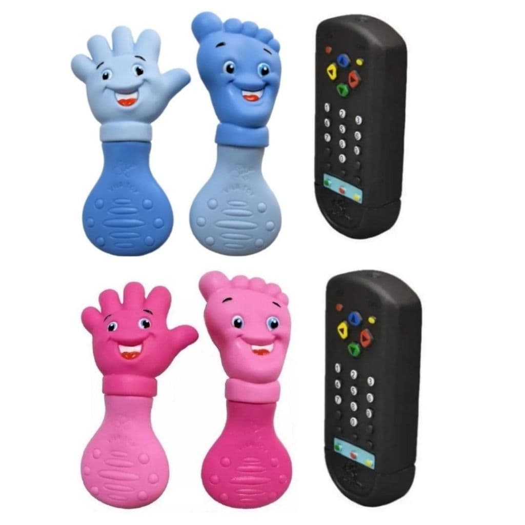Kit 3 Mordedor para bebê Macio Anti stress Gengiva Menino e Menina Azul ou Rosa
