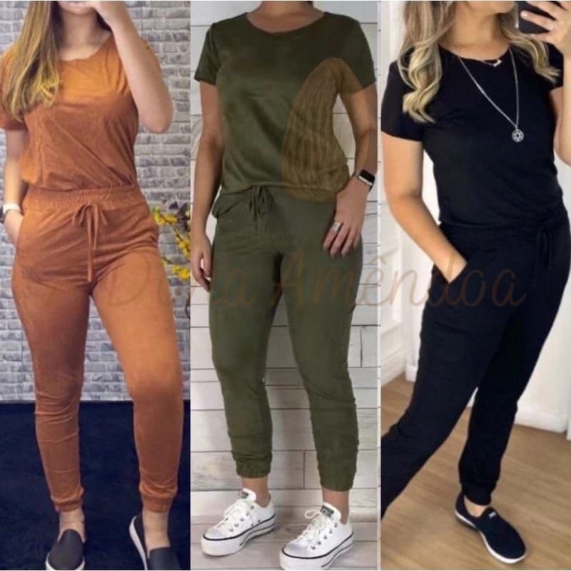 Conjunto em Suede Calça e Blusa Feminina Lindo e Confortável