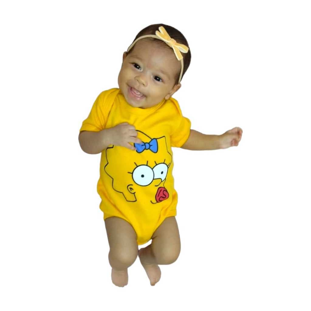 Body Maggie Simpson Para Bebê Algodão Fantasia Unissex