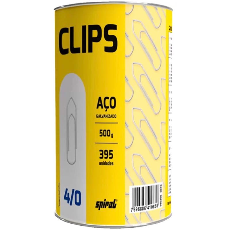 Clips número 4/0 galvanizado, Lata com 500g