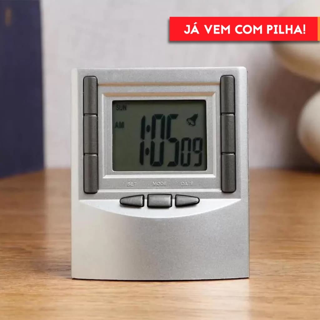 Rel贸gio de Mesa Digital. Alarme, Calend谩rio e Cron么metro Com pilhas
