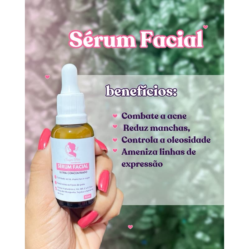 Sérum Facial para Skincare - Ultra Concentrado, Natural & Vegano com Rosa Mosqueta, Vitamina C e D-Pantenol
