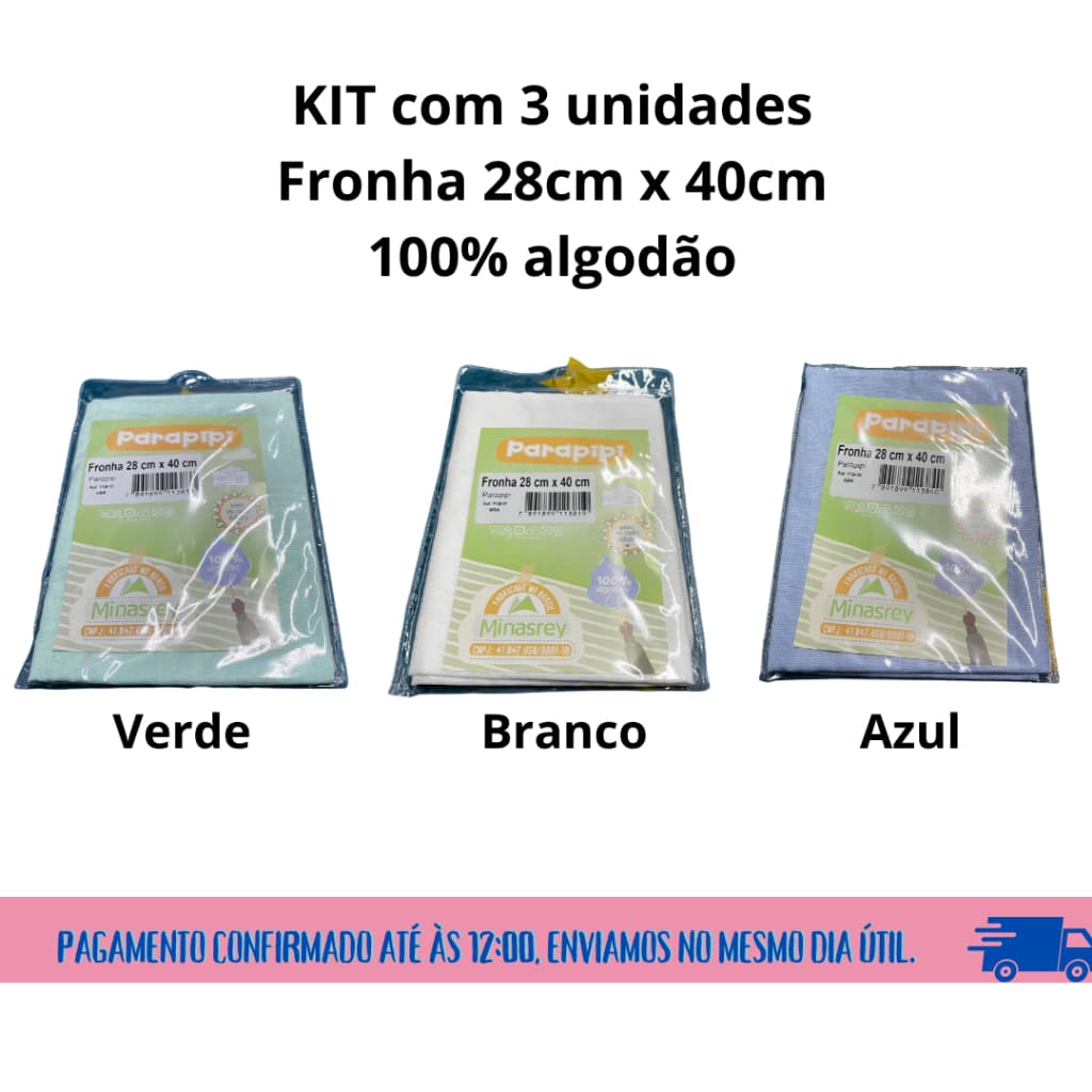KIT 3 fronhas para travesseiro de bebe -  100% algodão - Ideal para o berço do seu bebê