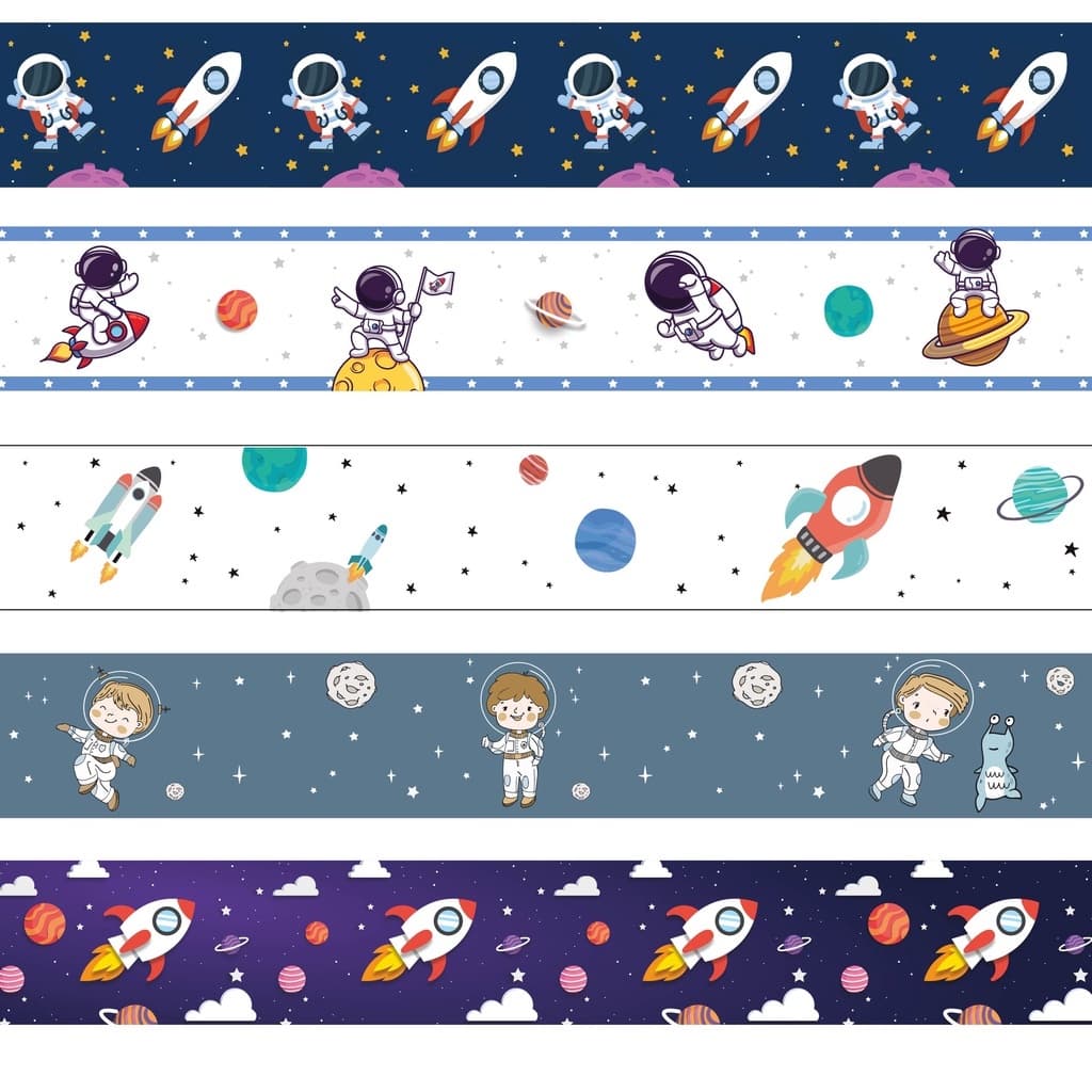 Adesivo Infantil Astronauta Diversos Modelos - Faixa Decorativa - Papel De Parede Menino