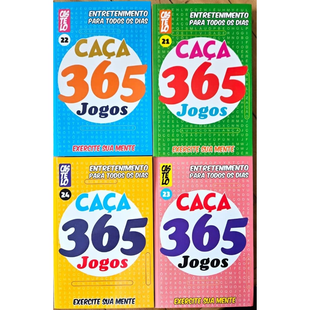 kit 4 livro de  Passatempo Tempo Caça Palavra 365 atividades edição 21-22-23-24