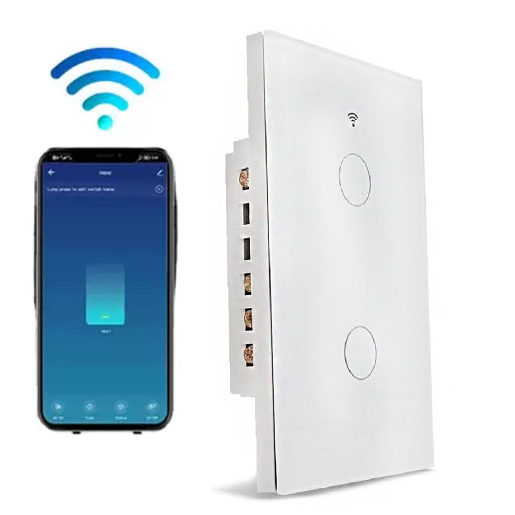 Interruptor Wifi Inteligente 2 Botão touch Alexa Siri Google Smart Casa Hotel