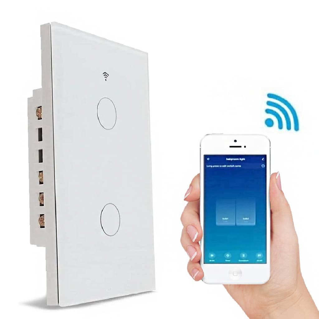 Interruptor Wifi Inteligente 2 Botão touch Alexa Siri Google Smart Casa Hotel
