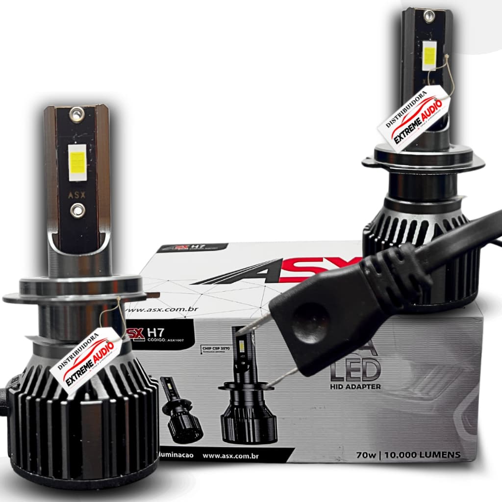 LAMPADA LED H7 H27 ASX 70W 10000 LUMENS 6000K 3 PARES ULTRA