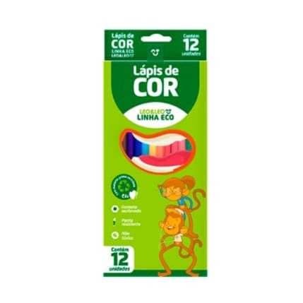 Lápis 12 Cores Eco Sextavado Flex Ecológico - Leonora Ponta Resistente