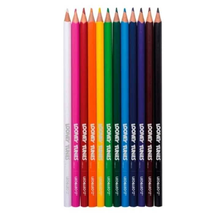 Lápis De Cor 12 Cores Triangular Looney Tunes - Leo e Leo