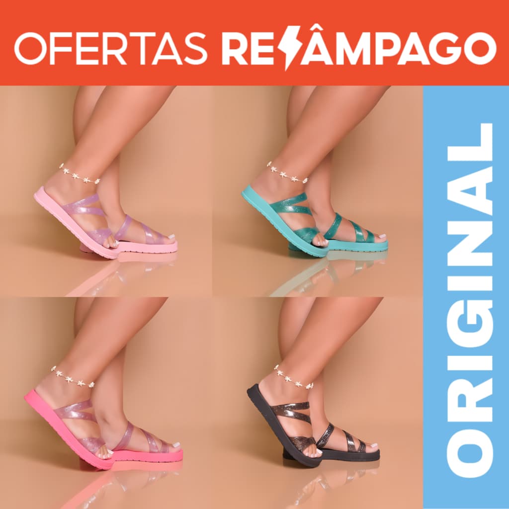 Sandália Papete Feminina Correia Silicone Com Glitter Da Moda Leve 941