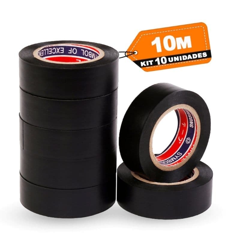 Kit com 10 fitas isolante 10mts cada antichamas