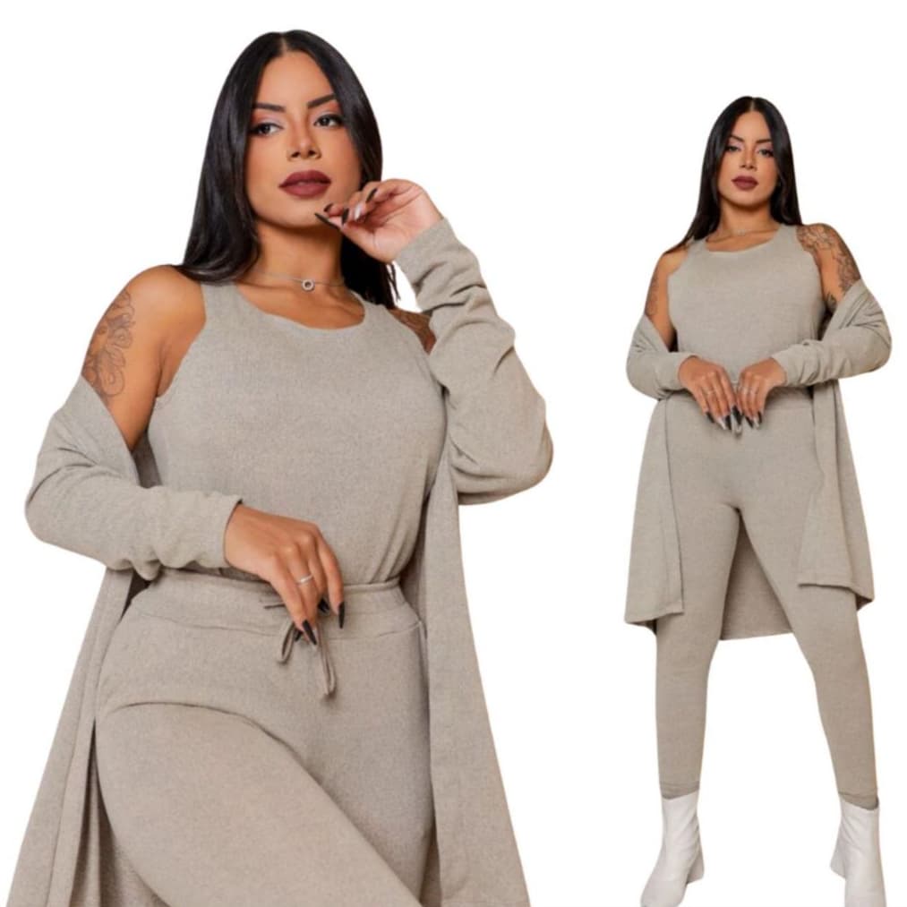 Conjunto Feminino de Frio Tecido Lanzinha (3) Peças Outono/Inverno