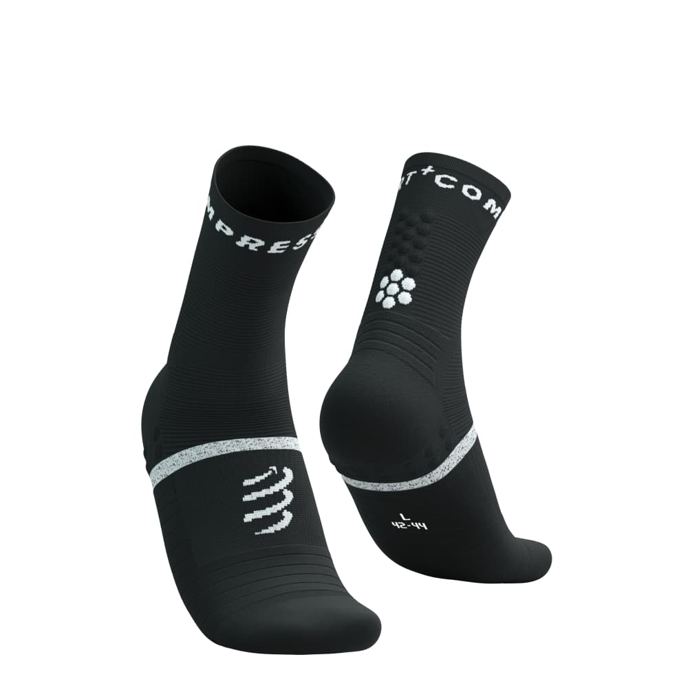 Pro Marathon V2.0 Meia de Compressão Cano Médio Preta/Branca - Maratona, Meiamaratona,Ultramaratona