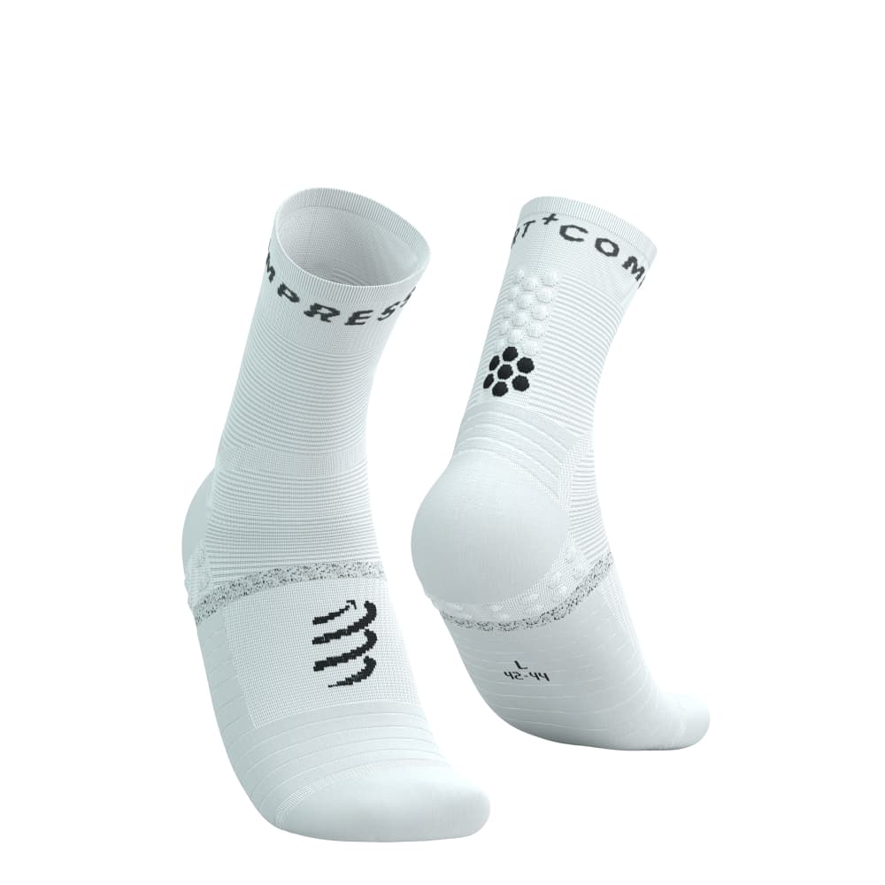 Pro Marathon V2.0 Meia de Compressão Cano Médio Branca/Preta - Maratona, Meiamaratona,Ultramaratona