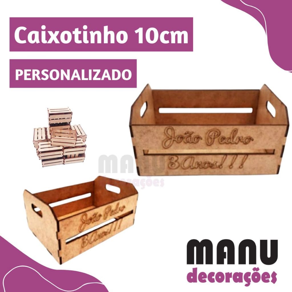 Kit 15 uni de Caixotinho com NOME PERSONALIZADO 8CM 10CM 12CM 15CM 20CM / Decoração Lembrancinha Festa Aniversário