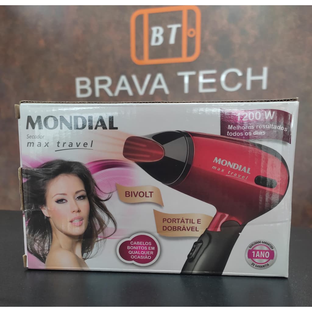 Secador De Cabelos Mondial Max Travel Vermelho 1.200W Bivolt