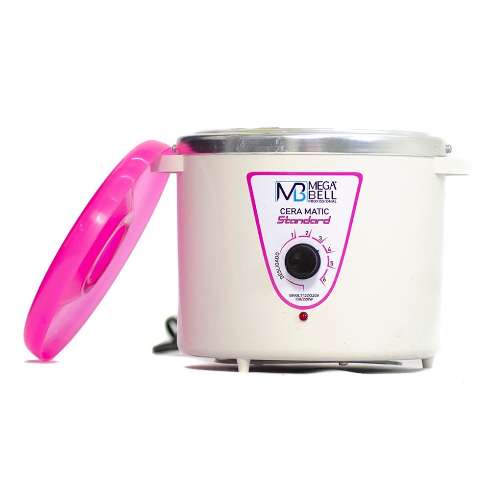 Panela Termocera para depilação Standard 700g Bivolt Sem Refil Branca Com Rosa (7121 MB)