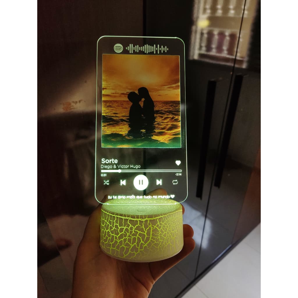 Luminária Personalizada com Foto Spotify Presente Dia dos Namorados