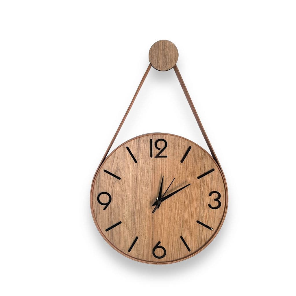 RELÓGIO DE PAREDE ADNET 30 CM FREIJÓ DECORATIVO CARDINAIS PRETOS