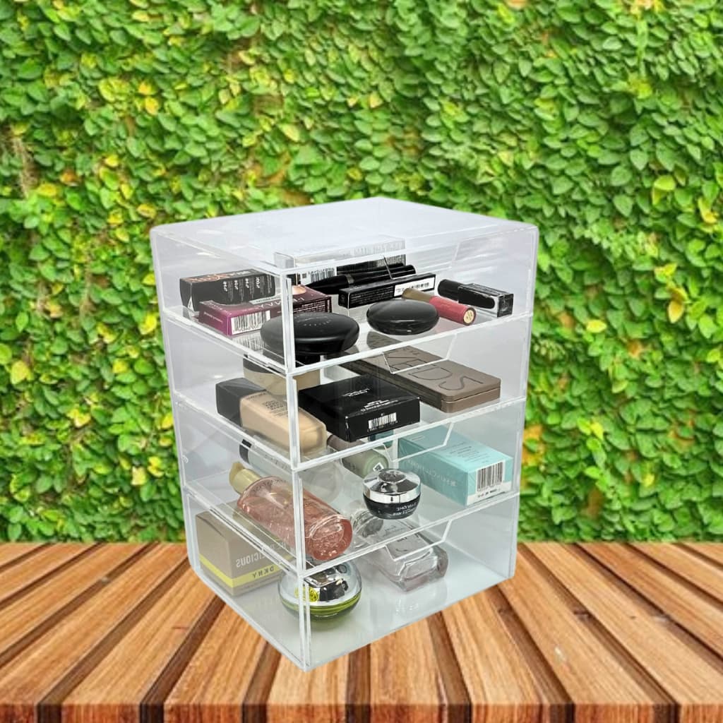 Gaveteiro Organizador Maquiagem Produtos de beleza e Cosméticos de Acrílico Transparente 4 Gavetas