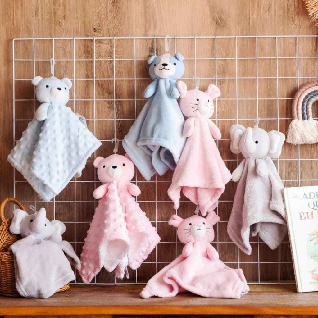 Naninha Com Porta Chupeta Soft Plush Antialérgico Extra Macio 28x28 cm 100% Algodão Promoção