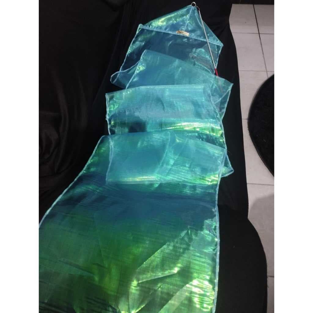 Poi Holográfico Modelo Pipa Organza Brilhante 3 Metros Opção com Estilete e Capa