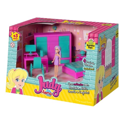 Coleção Judy Quarto Com Boneca e Acessórios Brinquedo Infantil Samba Toys