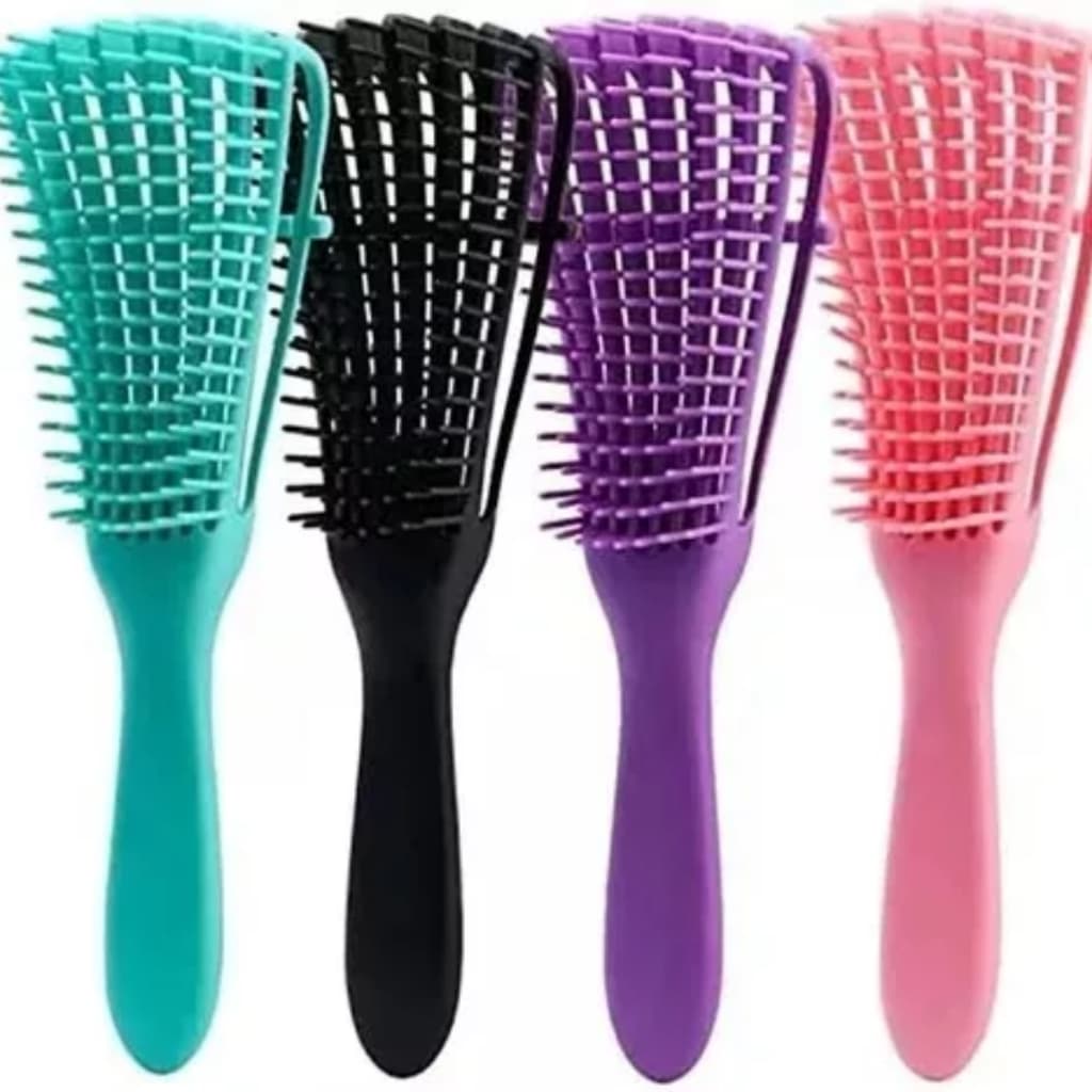 4 Escovas Pente Polvo Para Cabelo Cacho Normal Encaracolado