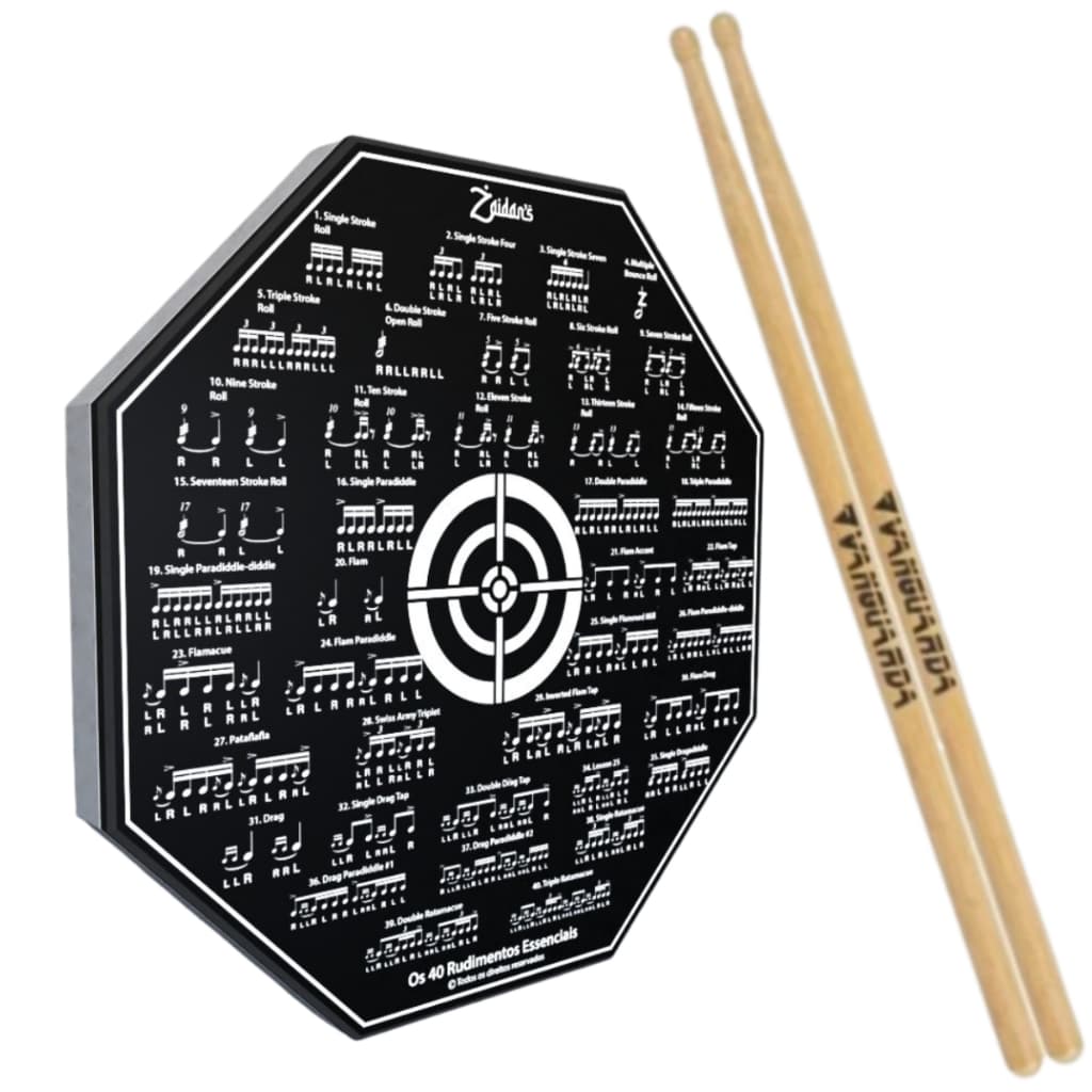 Pad Estudo Bateria 8 Polegadas + Par Baquetas Vanguarda 6a