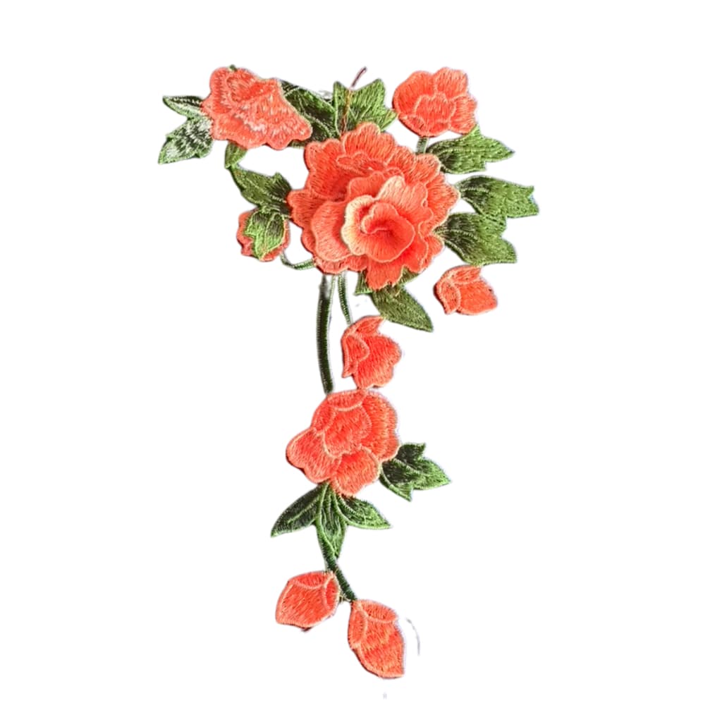 Aplique com peças 3d longo , flor rosa - Bordado - costura - patches