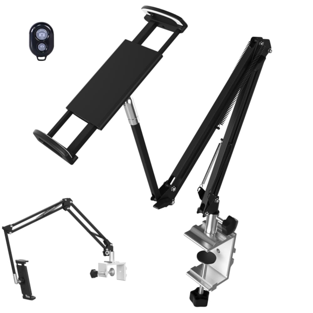 Suporte Mesa Articulado Para Tablet e Celular + Controle Bluetooth