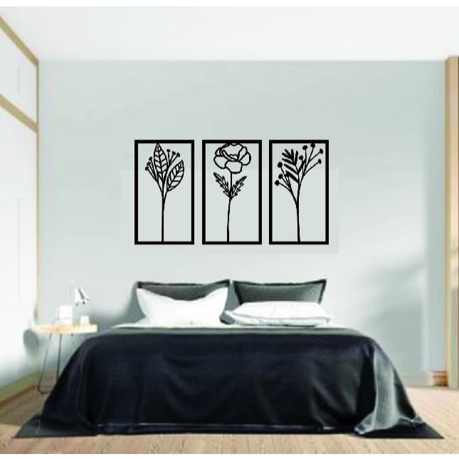 Quadro Flores preto MDF 3 mm